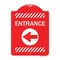 Signmission Designer Series Sign-Entrance Left Arrow, Red & White Aluminum Sign, 18" H, RW-1824-23964 A-DES-RW-1824-23964 - alternate 1